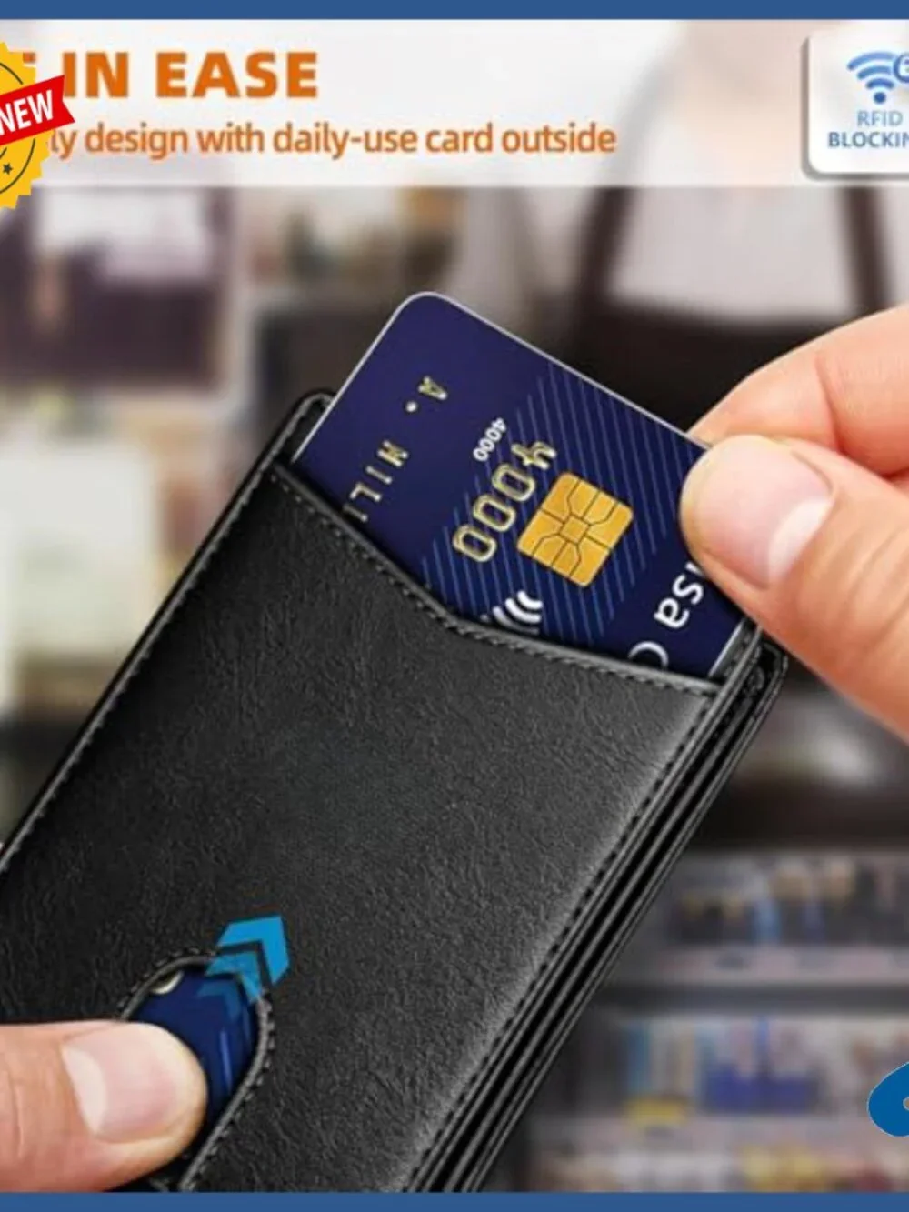 Slim Genuine Leather Front Pocket Wallet RFID Blocking 11 Card Slots